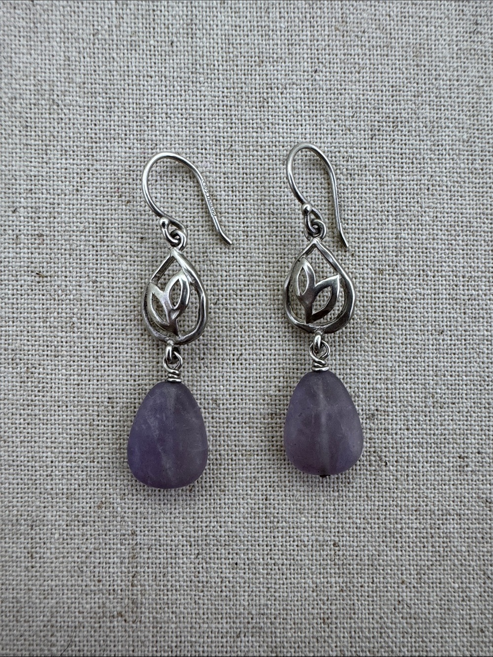 💛Silpada Sterling Silver “Purple Reign” Leaf & Amethyst Drop Earrings | Designer